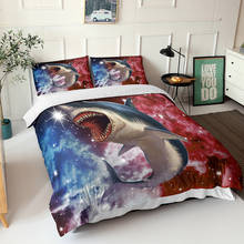 Fanaijia-Juego de cama de tiburón 3D azul de lujo, edredón de tamaño completo, funda de almohada, edredón, cama king y queen 2024 - compra barato