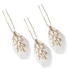 Horquillas de perlas de plumas de cristal delicadas para mujer, accesorios para el cabello, 3 uds. 2024 - compra barato