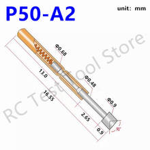 100 pces P50-A ponta redonda do teste da mola ponta pino de pogo P50-A2 para a ferramenta de casa sonda niquelado teste sonda agulha diâmetro 0.9mm 2024 - compre barato