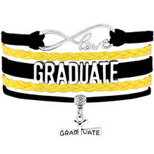 Senior Graduation Bracelets Square College Cap Infinity Love Charm Bracelets Blue Pink Jewelry Women Men Gift 2024 - buy cheap