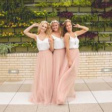 Two Pieces Ivory Spandex Tops and Tulle Skirt A Line Bridesmaid Dresses Floor Length Prom Gown for Wedding Party 2024 - buy cheap