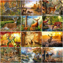 AZQSD Picture By Number Forest Deer Drawing On Canvas DIY Paint By Numbers Animal Kits Handpainted Modern Wall Art 2024 - buy cheap