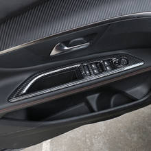 Interruptor de elevación de ventana de coche, cubierta de botón embellecedora de puerta, apoyabrazos, marco de Panel para Peugeot 3008 GT 2017-2021, accesorios de coche, ABS, fibra de carbono 2024 - compra barato