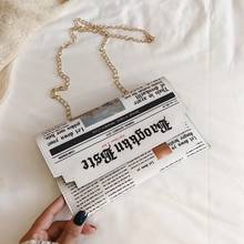 Fashion News Paper Crossbody Bag Women PU Leather Chains Shoulder Bag Small Flap Messenger Bag Trendy Lady Handbag sac femme 2024 - buy cheap