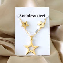 LUXUKISSKIDS gold Stianless steel star jewellery sets Wedding Bridal Earrings Pendant Necklace For Women Girls Dubai jewelry set 2024 - buy cheap