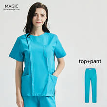 Uniforme exfoliante de manga corta para salón de belleza, conjunto de ropa de trabajo médica para enfermera, bata de laboratorio, traje para clínica de mascotas 2024 - compra barato