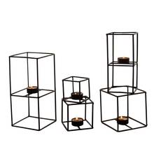 Nordic Metal Candlestick Simple Black Modern Candle Holder Garden Retro Cube Romantic Wedding Centerpieces Tea Light Holder 2020 2024 - buy cheap