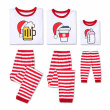 Christmas Pyjamas Set Family Clothing Red White Stripe Print Sleepwear Family Matching Clothes Dad Mom Kid Children Pajamas 2024 - buy cheap