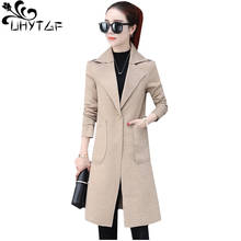 UHYTGF Woolen coats female 2019 fashion luxury Double-sided it Autumn Winter coat women lapel slim temperament ladies jacket 468 2024 - buy cheap