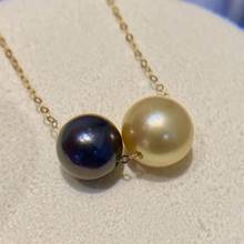 D909 Pearl Necklace Fine Jewelry Solid 18K Gold Round 8-10mm Nature Sea Water Tahiti and Golden Pearls Necklaces for Women Gifts 2024 - buy cheap