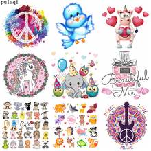 Pulaqi Iron on Transfer for Clothes Stripe Cartoon Animals Cat Patch Badge Thermal Heat Transfer Vinyl Ironing Stickers Applique 2024 - buy cheap