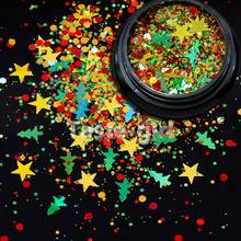 1 pot Holographic Christmas tree snowflake glitter nail art decorations decal acrylic nail tips sequins fake nails accessories 2024 - buy cheap