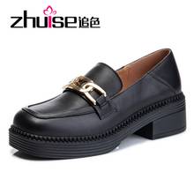 ZHUISE Top Leather Single Shoes Women's Spring 2021 New Casual Thick Heel Mary Jane Shoes Children's Leather Fashion Lefu Shoes 2024 - buy cheap