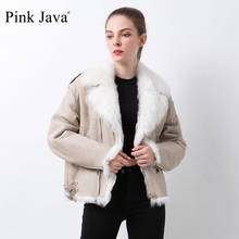 PINK JAVA QC20097 NEW ARRIVAL women real fur coat real sheep fur jacket  real leather sheep skin jackets shearing clothes 2024 - buy cheap