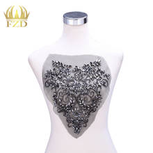 FZD 1 Piece Handmade Sequin Cut beads Bodice Patches and Rhinestones applique with Gauze for Wedding Dresses, DIY  Clothes 2024 - buy cheap