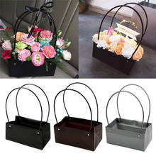 Bolsa de transporte de flores de PVC, bolsas de papel Kraft rectangulares, caja de flores con asa, ramo de flores impermeable, cajas de decoración de rosas para fiestas 2024 - compra barato