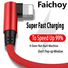 Faichoy USB Cable Fast Charger 90 Degree Data for iPhone XR MAX X XS 5 5S SE 6 S 6S 7 8 11 Plus IPad Phone Fast Charging Wire 2024 - buy cheap