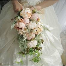 Romantic Country Style Waterfall Wedding Bouquet Pink Bridesmaid Bridal Bouquet Silk Artificial Flowers For Wedding Decoration 2024 - buy cheap