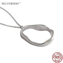 SILVERHOO Korean Style Necklace For Women 925 Sterling Silver  Simple Irregularity Wave Pendent Necklaces Unipue Design Jewelry 2024 - buy cheap