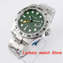 Bliger-Reloj de lujo para hombre, pulsera con esfera verde, cristal de zafiro, pantalla luminosa, función GMT, movimiento automático de bobinado, 43mm 2024 - compra barato