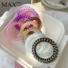 AccMax Fashion Shiny Bling Colorful Telephone Phone Cord Rubber Band Spiral Shape Elastic Hair Band Gum Rope Hair Ties 2024 - buy cheap