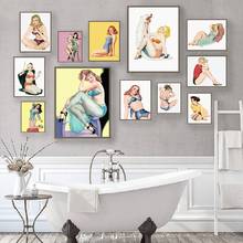 Carteles e impresiones Retro para niñas, decoración de pared de baño, retrato Vintage de mujer, imagen artística, pintura en lienzo, decoración de cueva de hombre 2024 - compra barato