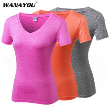 WANAYOU Quick Dry Women's Sport Shirt,Breathable Fitness Running T-shirt V-neck Tight Short Sleeve Shirts,Sports Wear for Women 2024 - buy cheap