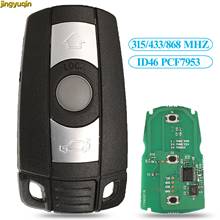 Jingyuqin chave remota para carro, 10 peças, 315/433/868 mhz, id46, chip pcf7953, para bmw 1, 3, 5, 7 series x5, x6, z4, 3 botões, smart fob, fsk cas3 2024 - compre barato