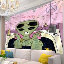 Tapiz de Alien verde de macramé, arte Hippie, colgante de pared, decoración Boho, tapices para sala de estar, decoración del hogar y dormitorio 2024 - compra barato