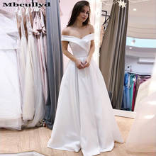 Mbcullyd-vestido de noiva longo com bolso, ombro à mostra, glamouroso, feminino, barato, plus size, africano 2024 - compre barato
