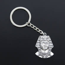 New Fashion Men 30mm Car Keychain DIY Metal Holder Chain Vintage Egyptian King Tut Tutankhamun 37x26mm Silver Color Pendant Gift 2024 - buy cheap