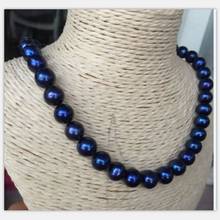 Элегантный AAA 10-11 мм tahitian черный синий круглый жемчуг ожерелье 18 дюймов 14k/20 2024 - купить недорого