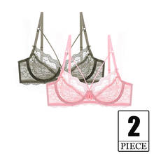 2 Pieces Sexy Bras For Women Big Breast Mesh Underwear Brassiere Female Plus Size Large C D E Cup Ladies Push Up Lace Bra Top 2024 - buy cheap