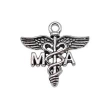 Wysiwyg 10 pçs 20x19mm ma médico caduceus encantos charme antigo prata cor médica caduceus símbolo encantos 2024 - compre barato