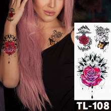 Water Transfer Crimson love rose Temporary Tattoo Sticker word Pattern body art Waterproof Fake Flash Tattoo for men women 2024 - buy cheap