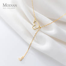 MODIAN Genuine 925 Sterling Silver Gold Color Cute Hollow Out Shining Zircon Hearts Pendant Necklace for Women Fine Jewelry Gift 2024 - buy cheap