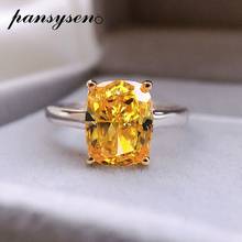 PANSYSEN 100% 925 Sterling Silver Citrine Cocktail Party Ring White Gold Color Yellow Gemstone Rings for Women Fine Jewelry Gift 2024 - buy cheap