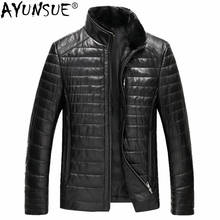 AYUNSUE Men's Leather Jacket Autumn Winter Duck Down Sheepskin Coat Male Real Mink Fur Collar Plus Size 6XL Jacket GYG13104 LWL 2024 - buy cheap