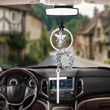 Acessório para decoração de carro, ornamento pingente de crucifixo cruz de anjo em forma de crucifixo para pendurar no interior do automóvel 2024 - compre barato