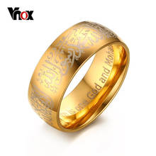 Vnox мусульманских Бог и Мохаммед кольцо 8 мм золото-Цвет кольцо для Для мужчин Нержавеющая сталь ювелирные изделия 2024 - купить недорого
