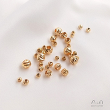 Contas redondas com corte de flor dourado 10-14k-faça você mesmo acessórios para pulseiras e colares artesanais com contas de joias 2024 - compre barato