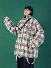 Lamb wool coat women's winter loose 2019 coats winter new Hong Kong Style Street badge warm Plaid retro top trend jackets 2024 - buy cheap