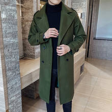 Winter Jacket Classic Fashion Black Caramel Army Green Long Trench Slim Fit Overcoat Men Coats 2024 - buy cheap