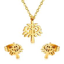 LUXUKISSKIDS Exclusive Love Tree Pendant Necklace Earring Sets No Fade 316L Stainless Steel Gold/Steel Color Jewelry Sets 2024 - buy cheap