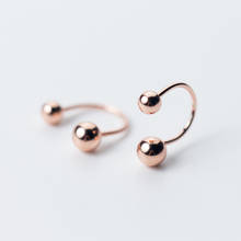 100% 925 Sterling Silver Rose Gold Minimalism Cute Smooth Bead Stud Earrings Jewelry Trend Women Fine Jewelry For Party Gift 2024 - buy cheap