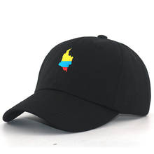 Bordado colômbia mapa bordado esporte boné de beisebol 100% algodão pré preto moda pai chapéu das mulheres dos homens hip hop snapback chapéus 2024 - compre barato