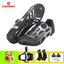 Обувь для велоспорта SIDEBIKE, дышащий ультра-светильник, мужские кроссовки из углеродного волокна для шоссейного велосипеда, SPD-SL педали, профессиональная обувь для гонок 2022 - купить недорого