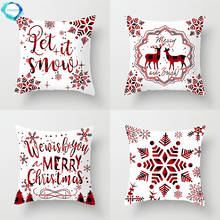 Christmas Decor Red Flake Snow Deer Throw Pillow Case Polyester Cushion Cover Decorative for Home Sofa Chair Pillowcase 45X45CM 2024 - buy cheap