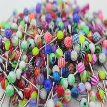 10/20/30/50/100 pcs Double Acrylic Ball Tounge Nipple Ear Rings Bars Barbell Plug Tunnel Body Piercing Jewelry LL@17 2024 - buy cheap