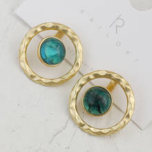 AENSOA Green Stone Geometric Alloy Stud Earrings For Women 2021 Trendy Elegant Statement Earrings Fashion Party Jewelry Gifts 2024 - buy cheap